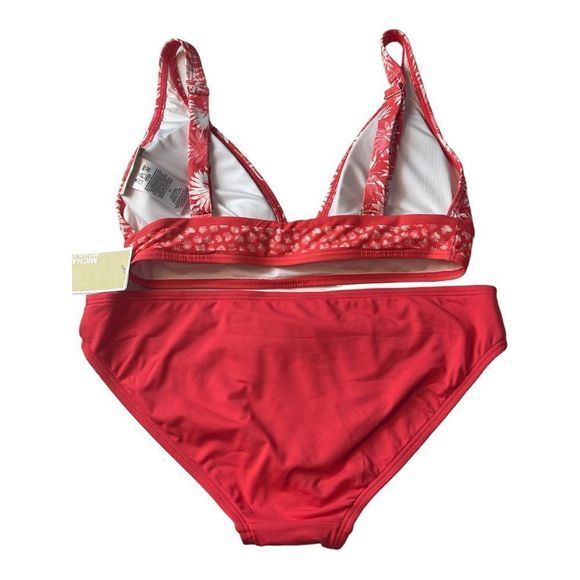 ☀️☀️☀️ MICHAEL Michael Kors 2 Piece Bikini Palm Mix Top Solid Bottom - Picture 4 of 4